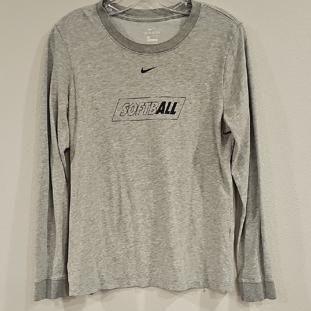 Nike Heather Gray Softball Long Sleeve Shirt